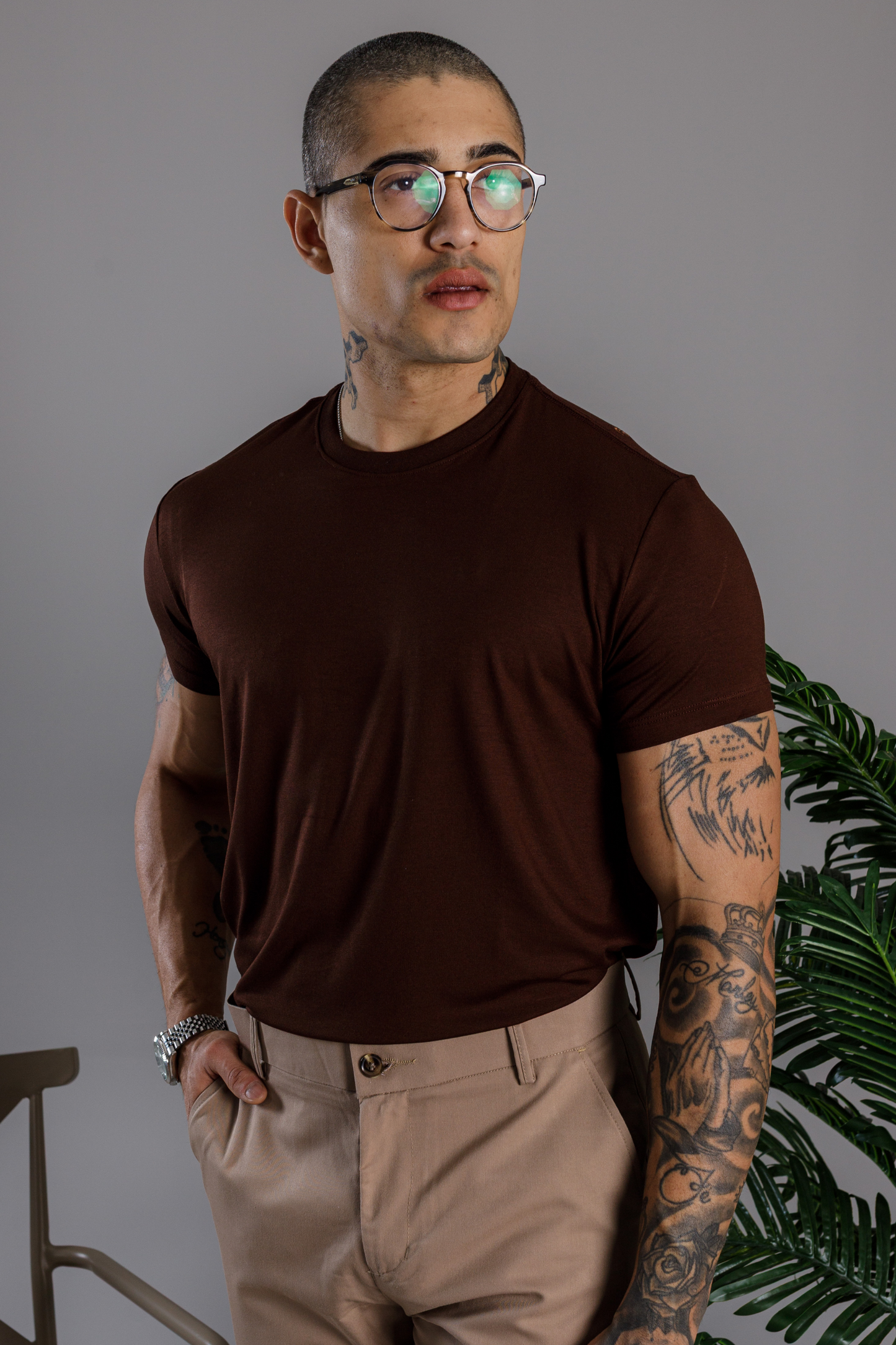 Camiseta Tecnológica Modal Vicenza Marrom