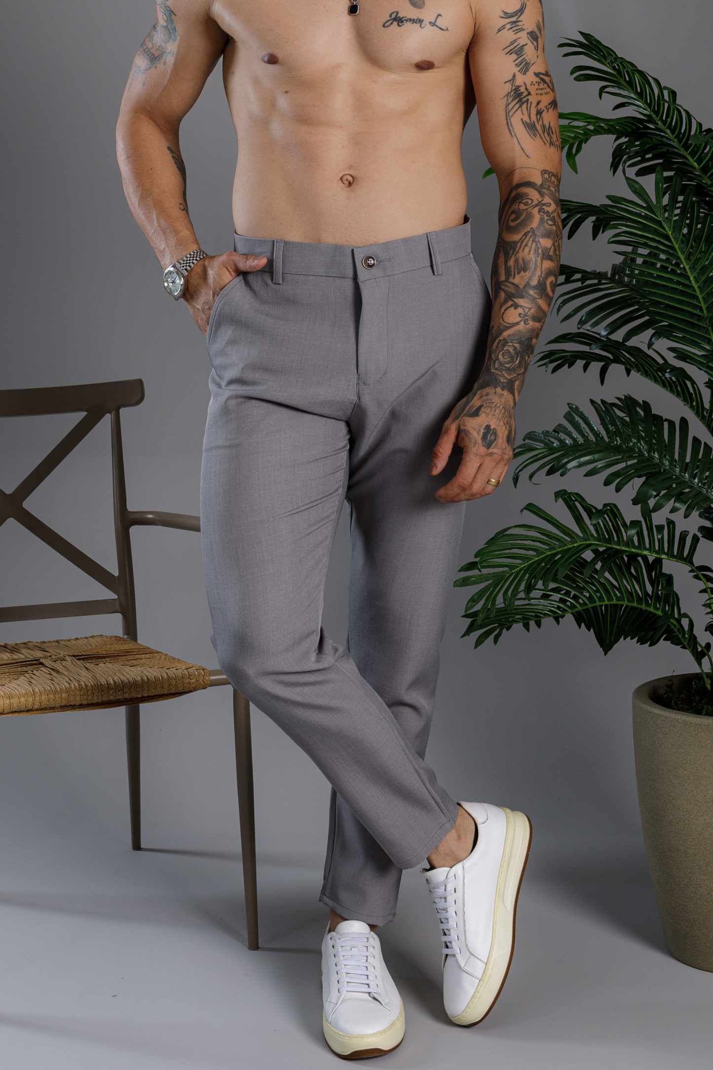 Calça Alfaiataria Tecnológica Slim Firenze Cinza
