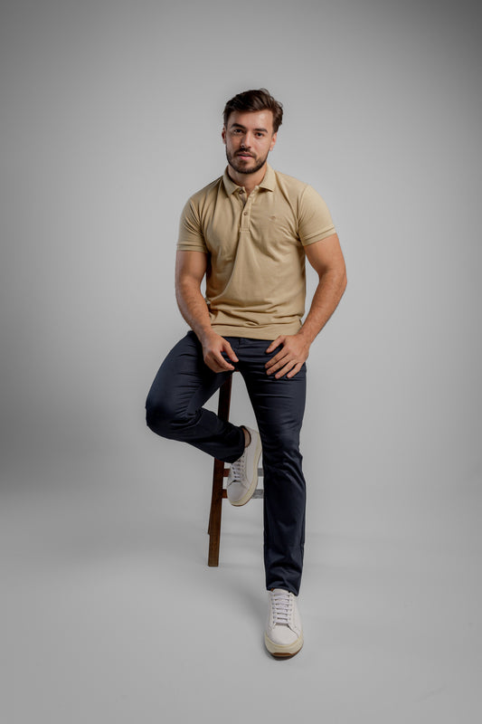 Polo Vicenza Piquet Viés Bege