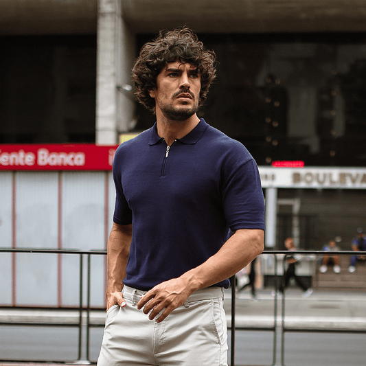 Polo Urbana Vicenza Tricot  de Ziper Azul