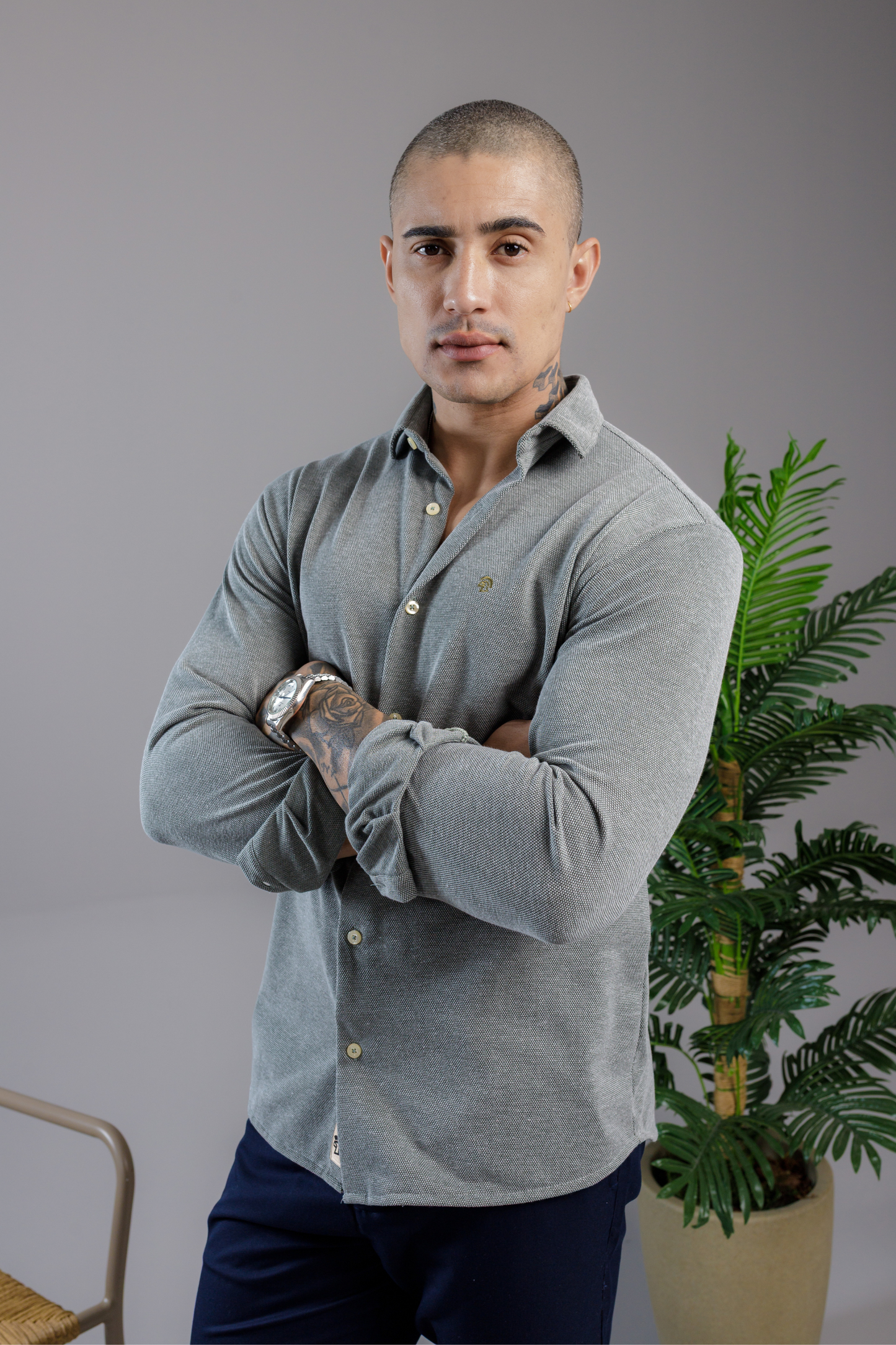 Camisa Vicenza Manga Longa Piquet Gola Tradicional Verde