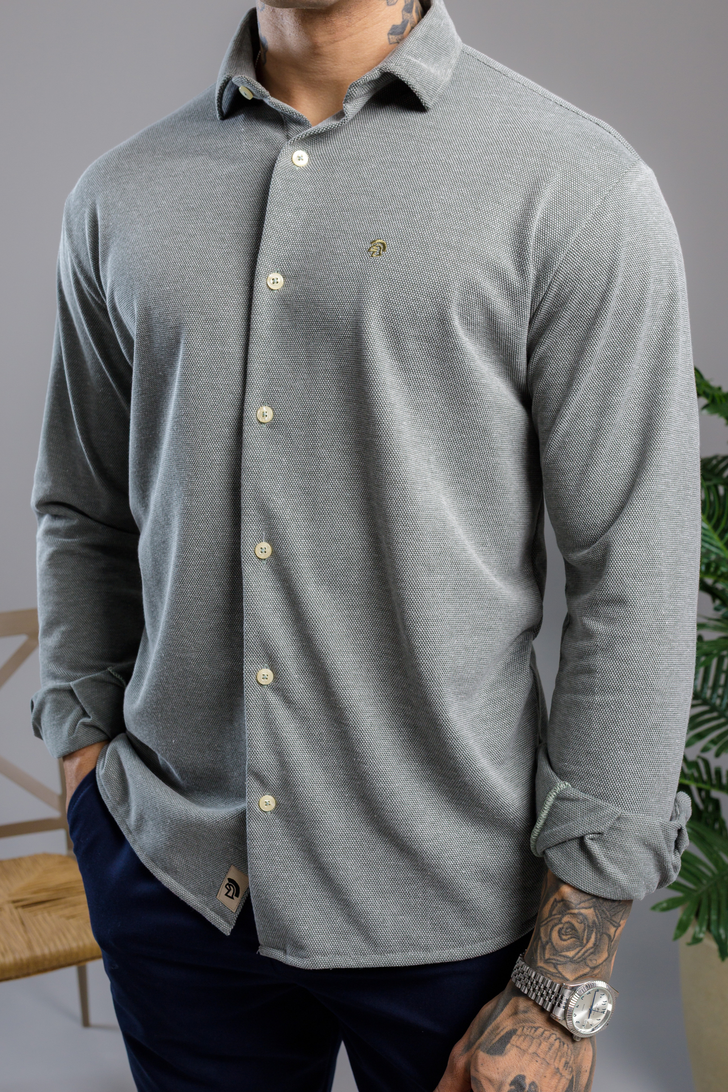 Camisa Vicenza Manga Longa Piquet Gola Tradicional Verde