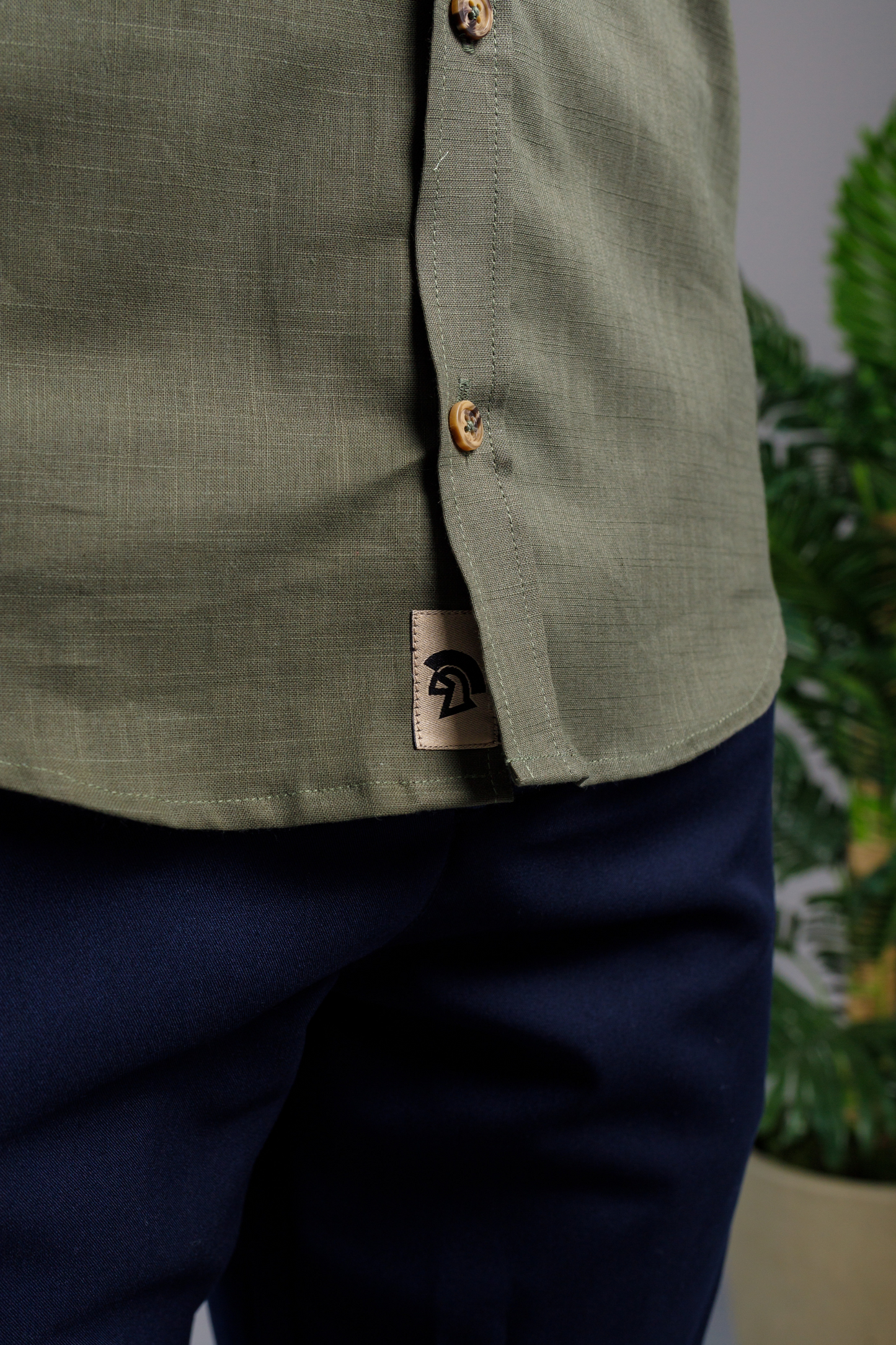 Camisa Vicenza Manga Curta Gola Tradicional Verde Musgo