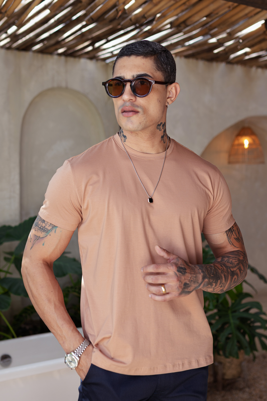 Camiseta Básica Algodão Egípcio Vicenza Marrom