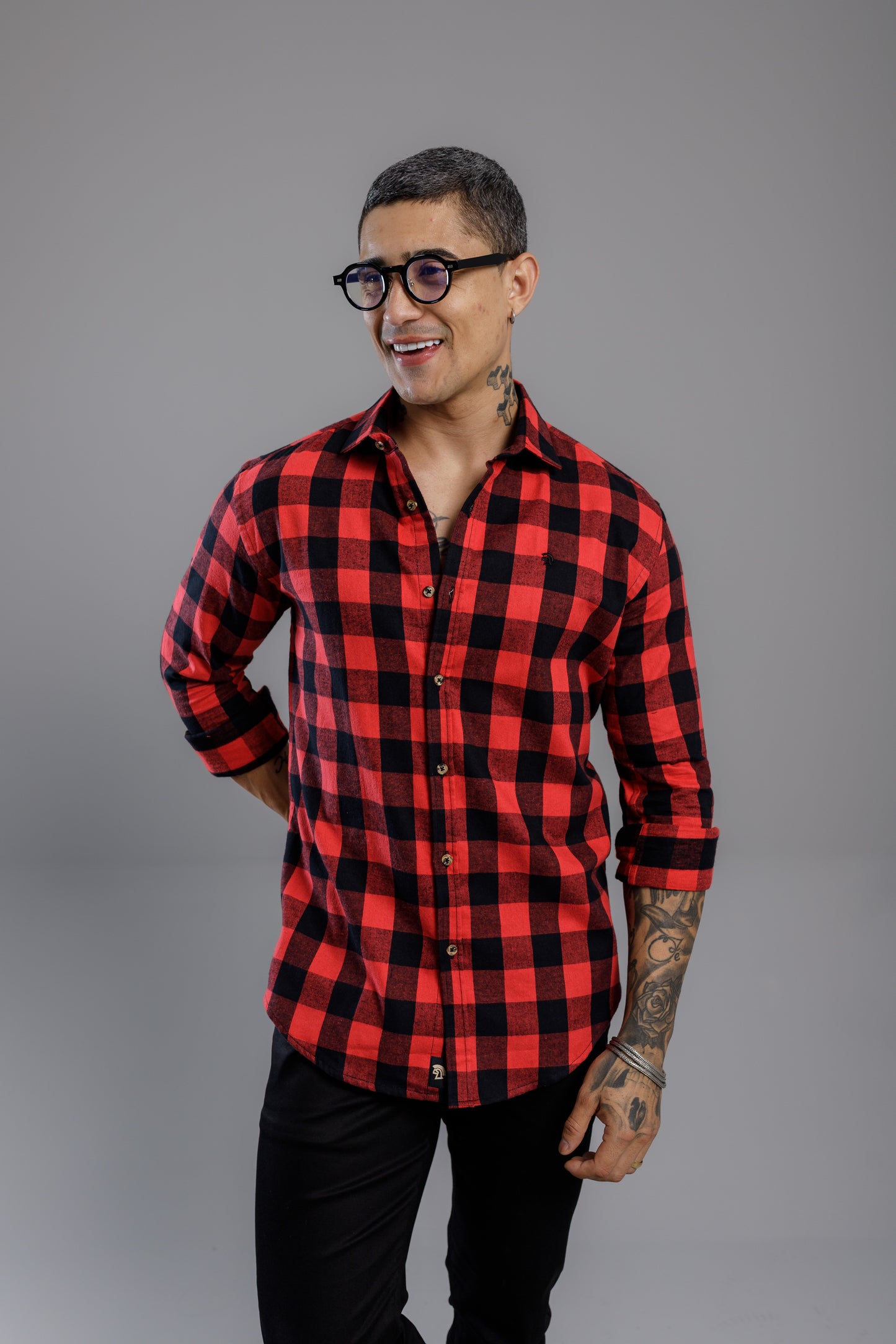 Camisa Vicenza Xadrez Origine manga Longa Vermelha