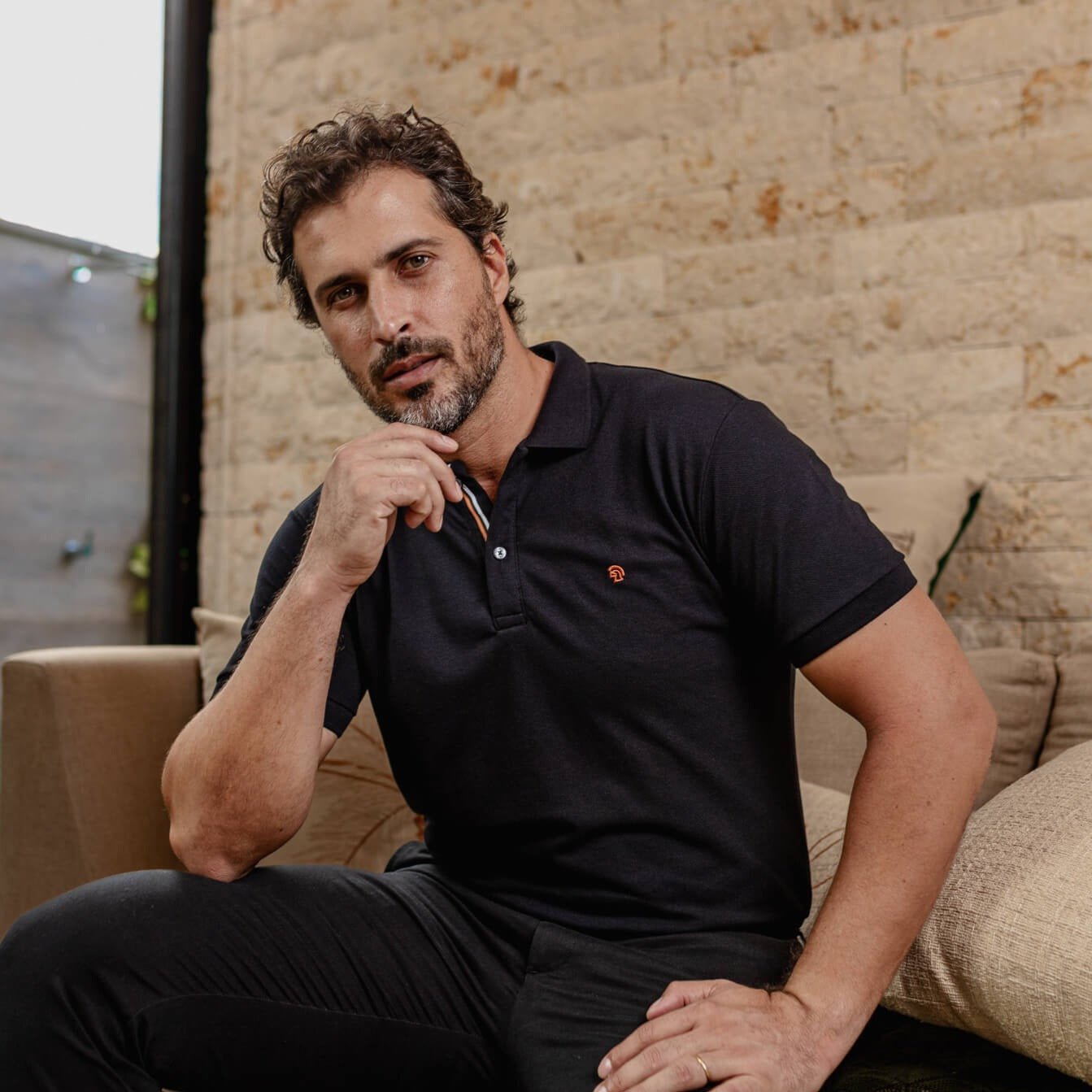 Polo Vicenza Piquet Masculina Preta