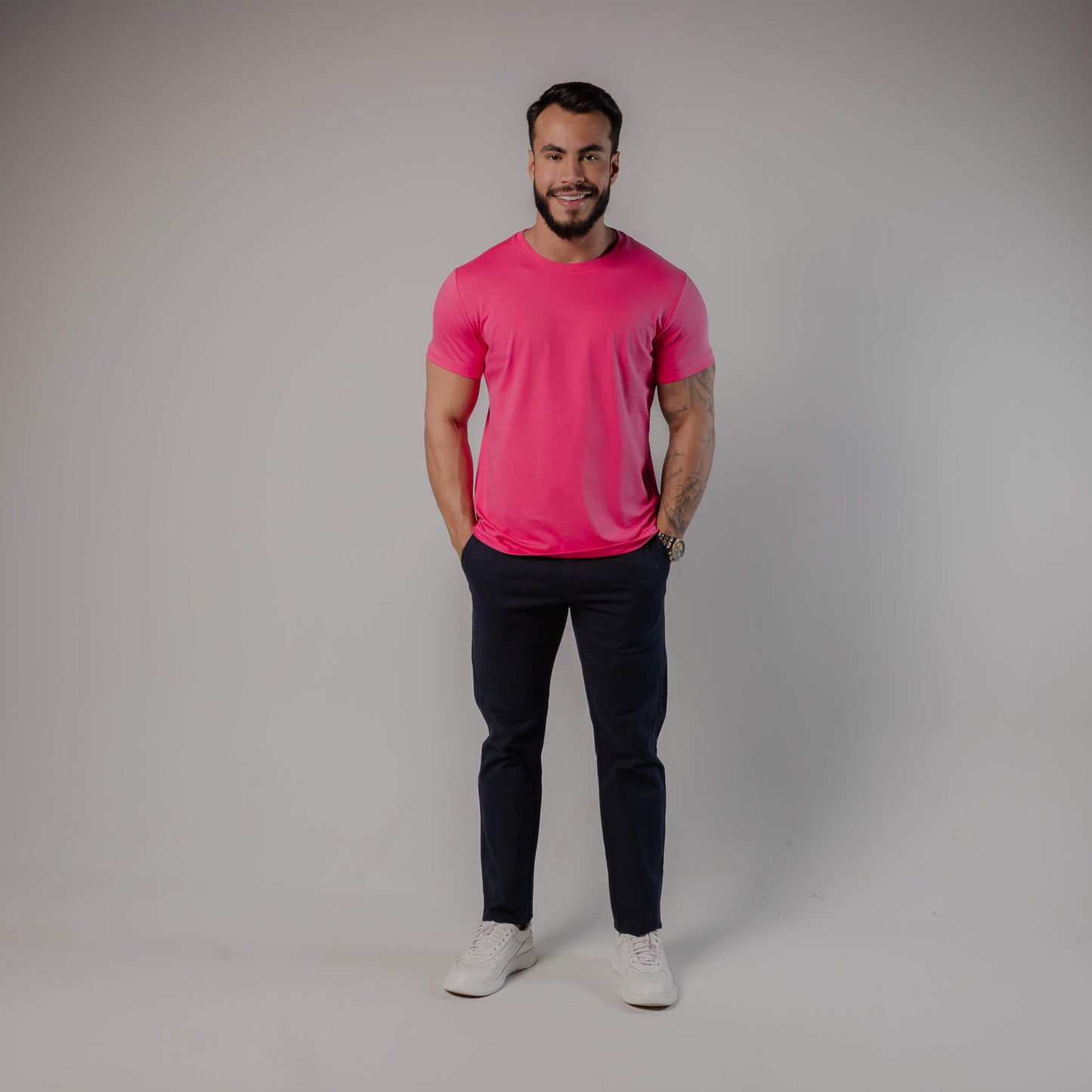 Camiseta Básica Algodão Egípcio Vicenza  Pimenta Rosa